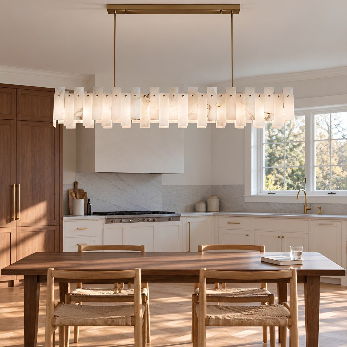 Modern Luxury Natural Marble LED Linear Chandelier - Pulens