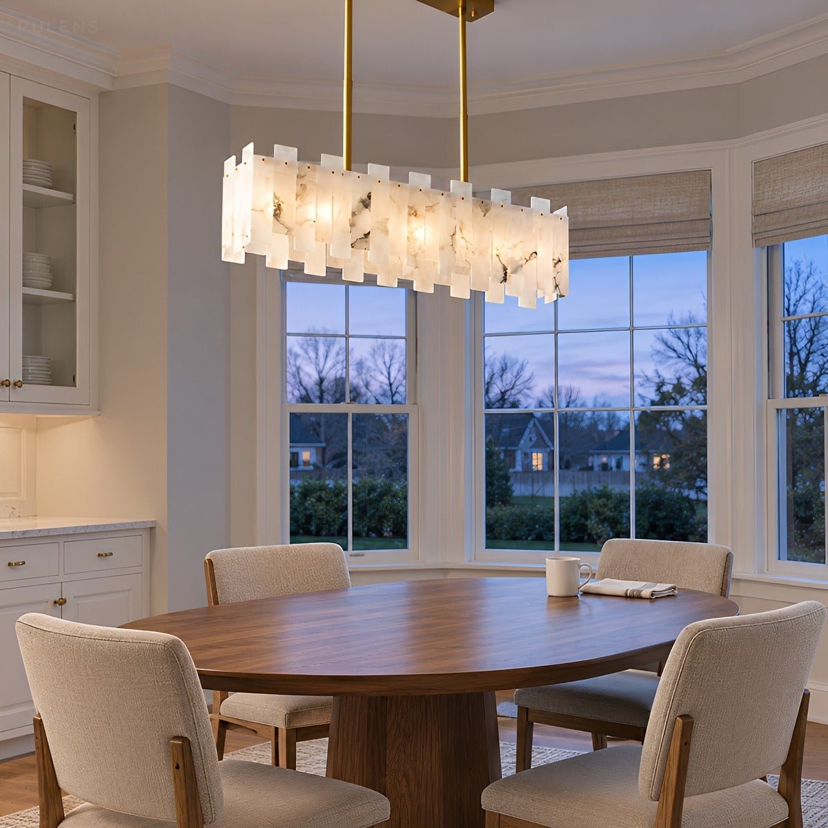 Modern Luxury Natural Marble LED Linear Chandelier - Pulens