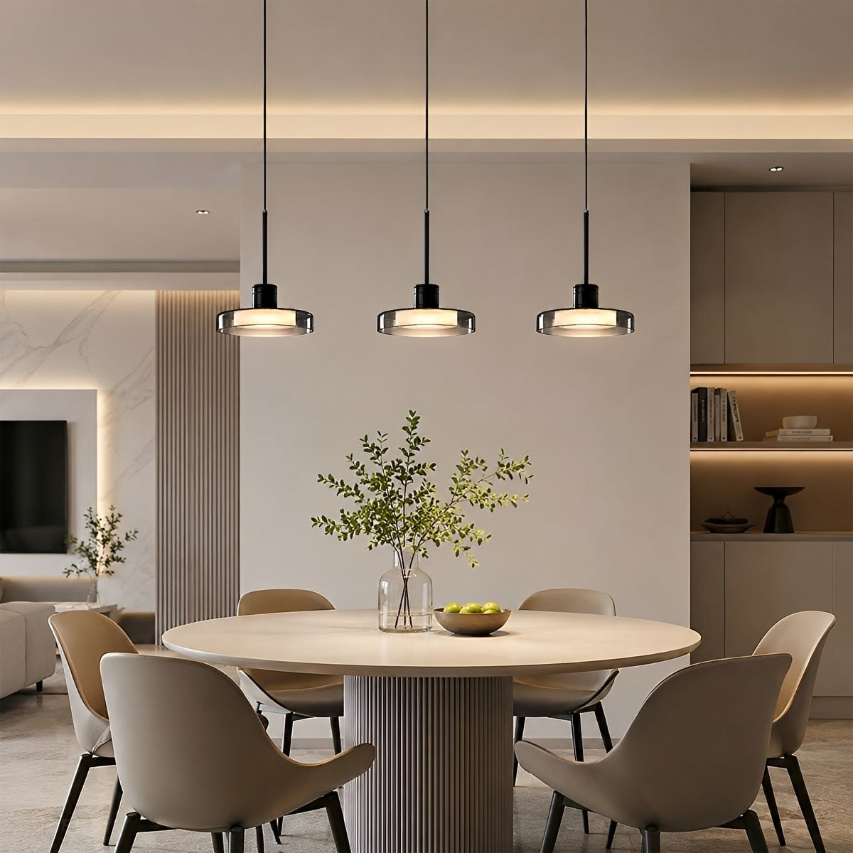 Modern Disc Pendant Light Round Glass