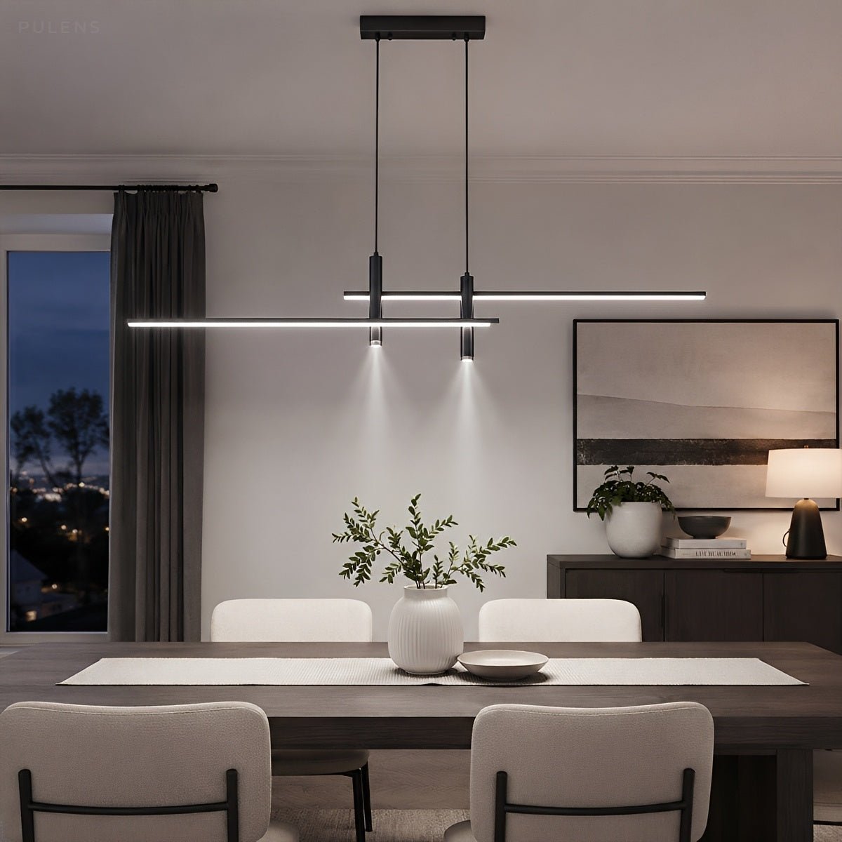 Modern Minimalist Dimmable LED Linear Pendant Light - Pulens