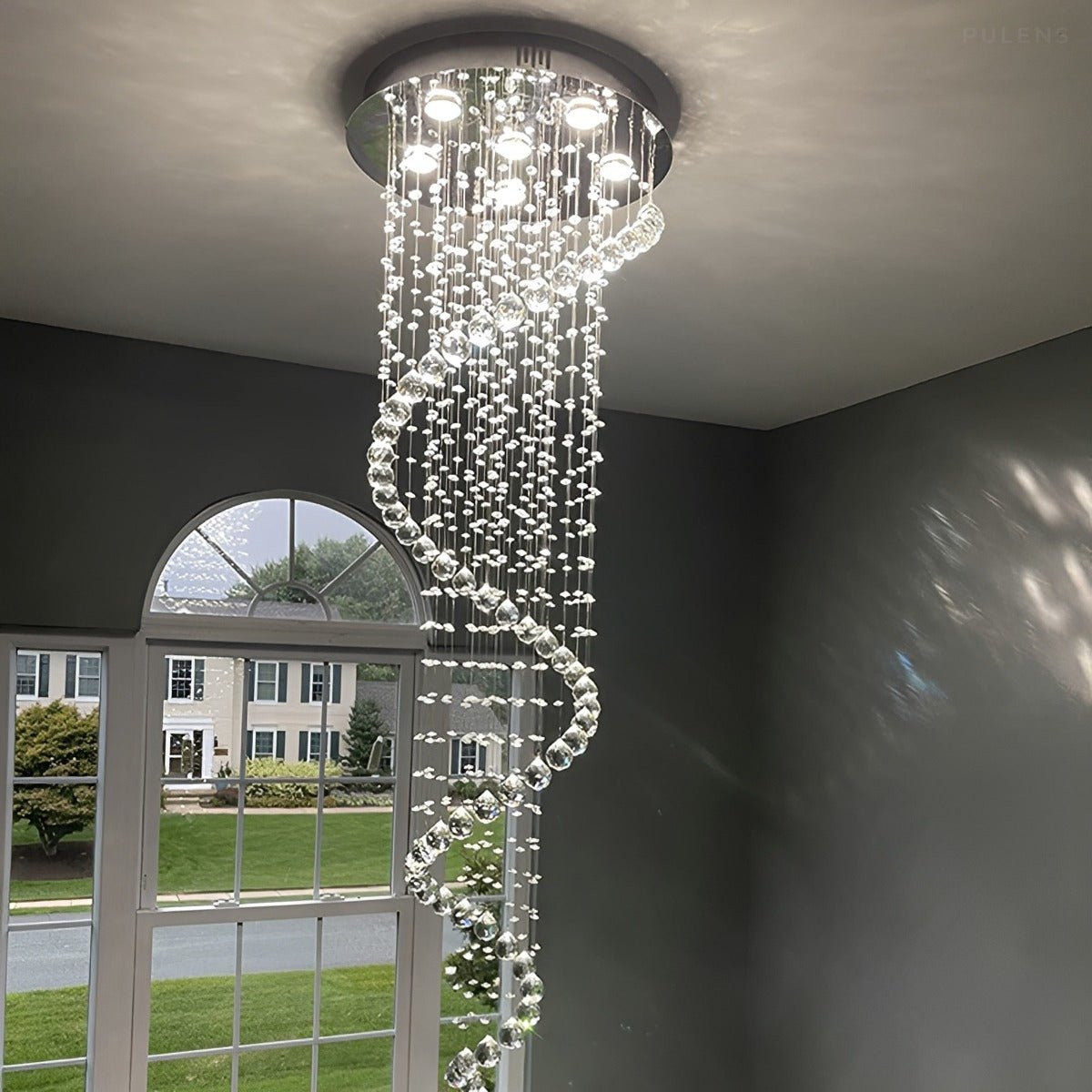 Modern Spiral Crystal LED Chandelier Luxury Staircase Light - Pulens