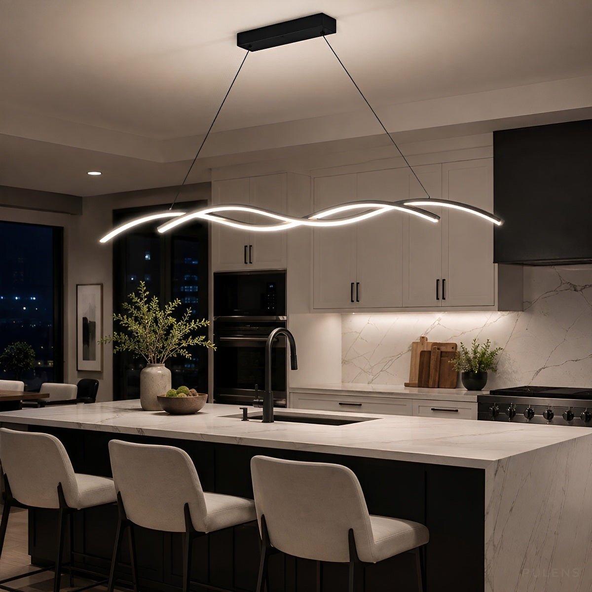 Dimmable Modern Double Wave LED Pendant Light - Pulens