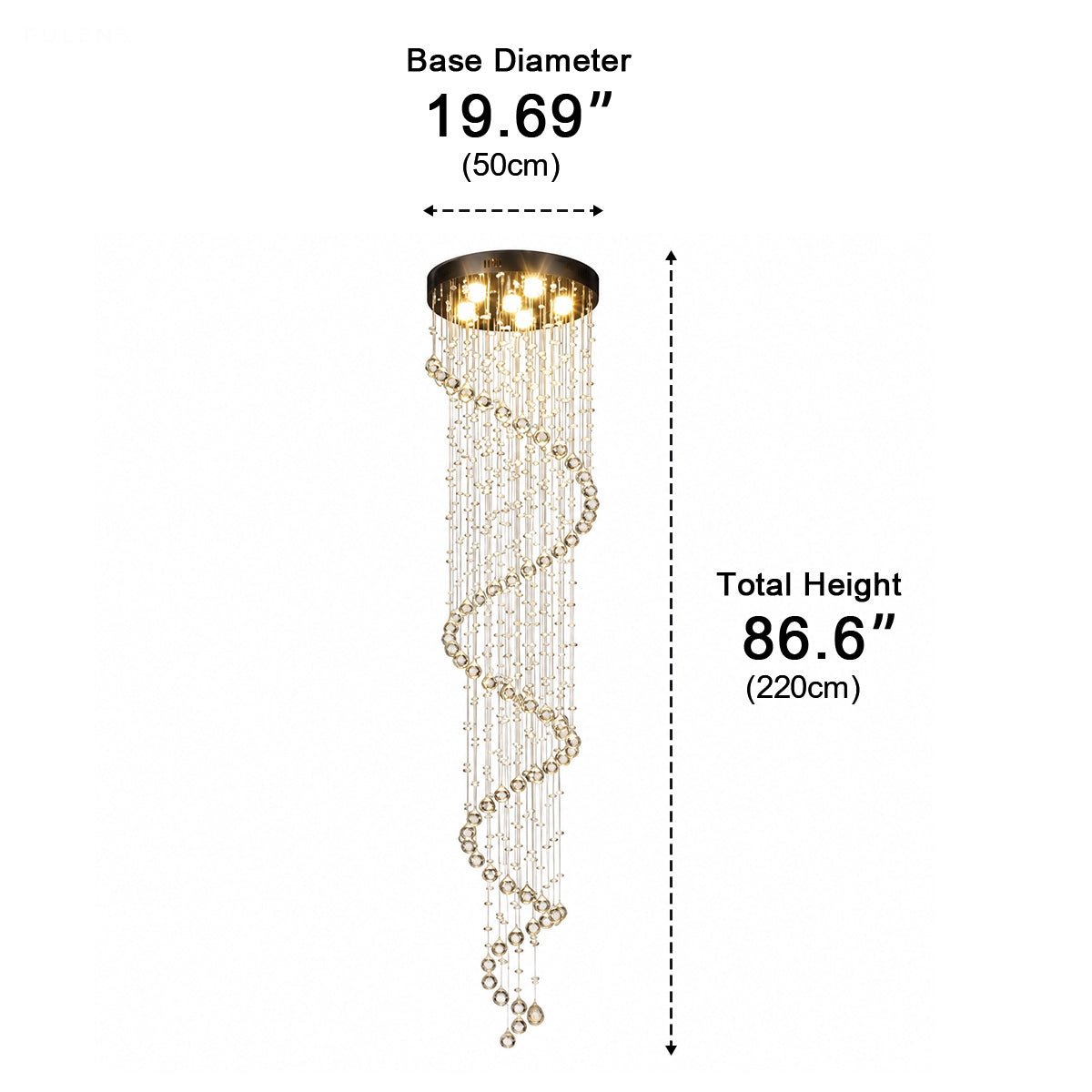 Modern Spiral Crystal LED Chandelier Luxury Staircase Light - Pulens
