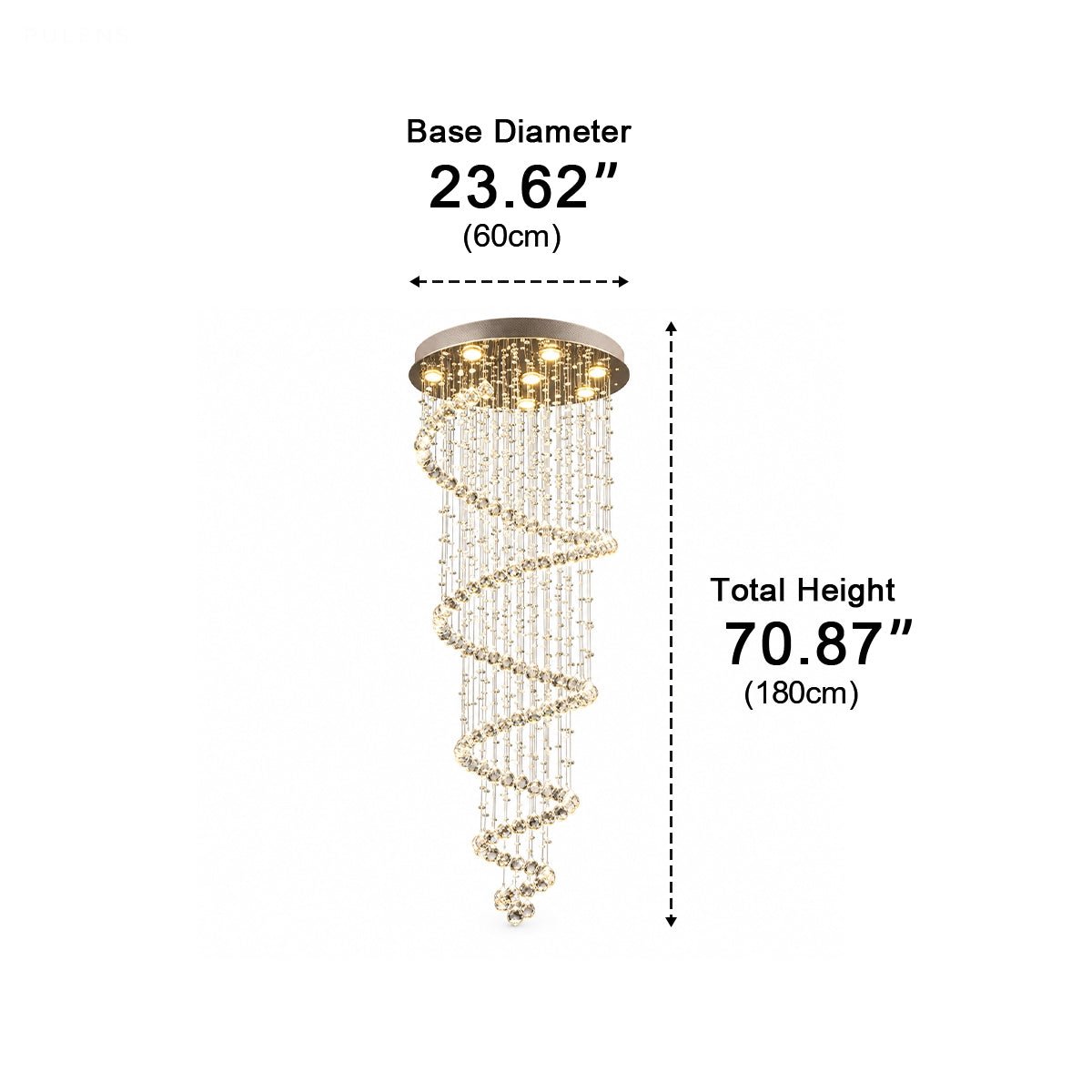 Modern Spiral Crystal LED Chandelier Luxury Staircase Light - Pulens