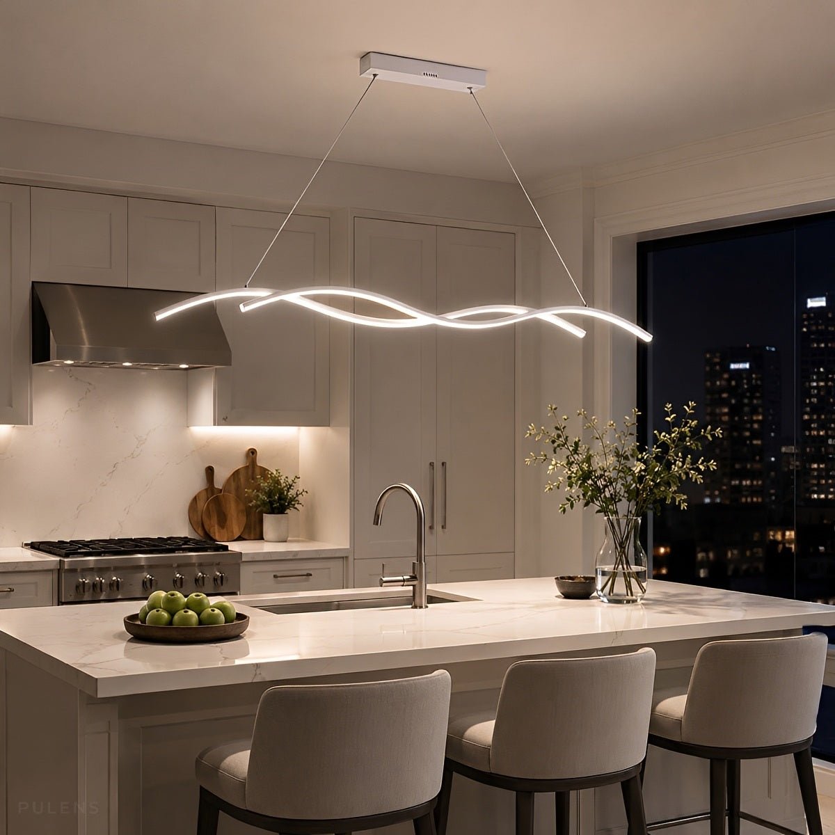Dimmable Modern Double Wave LED Pendant Light - Pulens