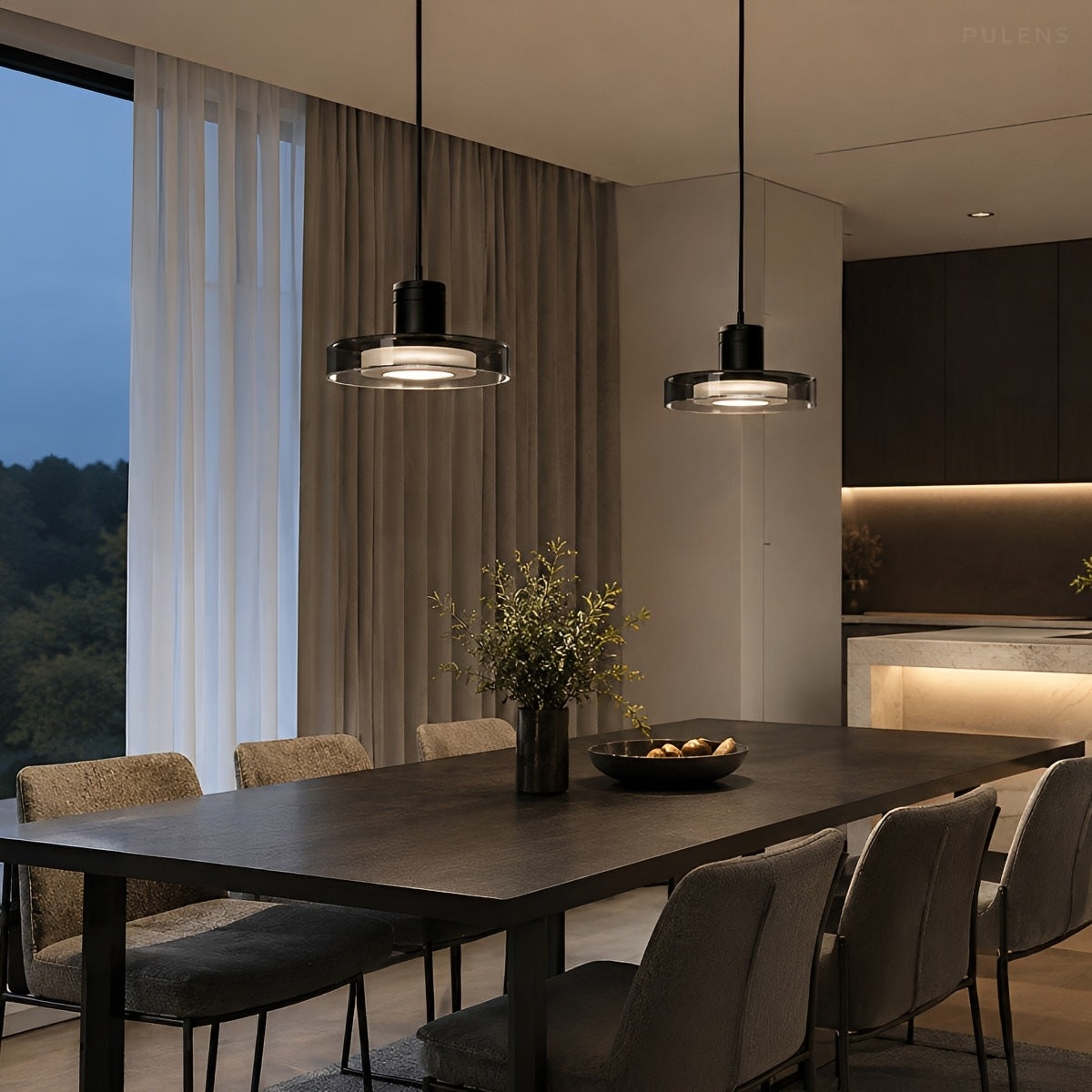 Modern Disc Pendant Light Round Glass