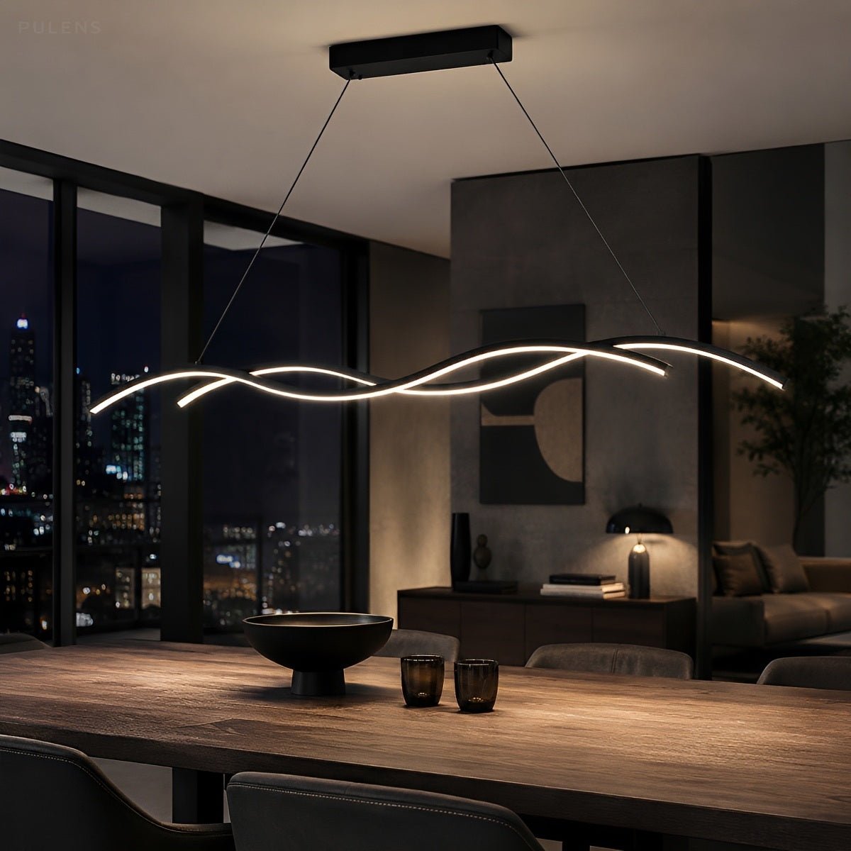 Dimmable Modern Double Wave LED Pendant Light - Pulens