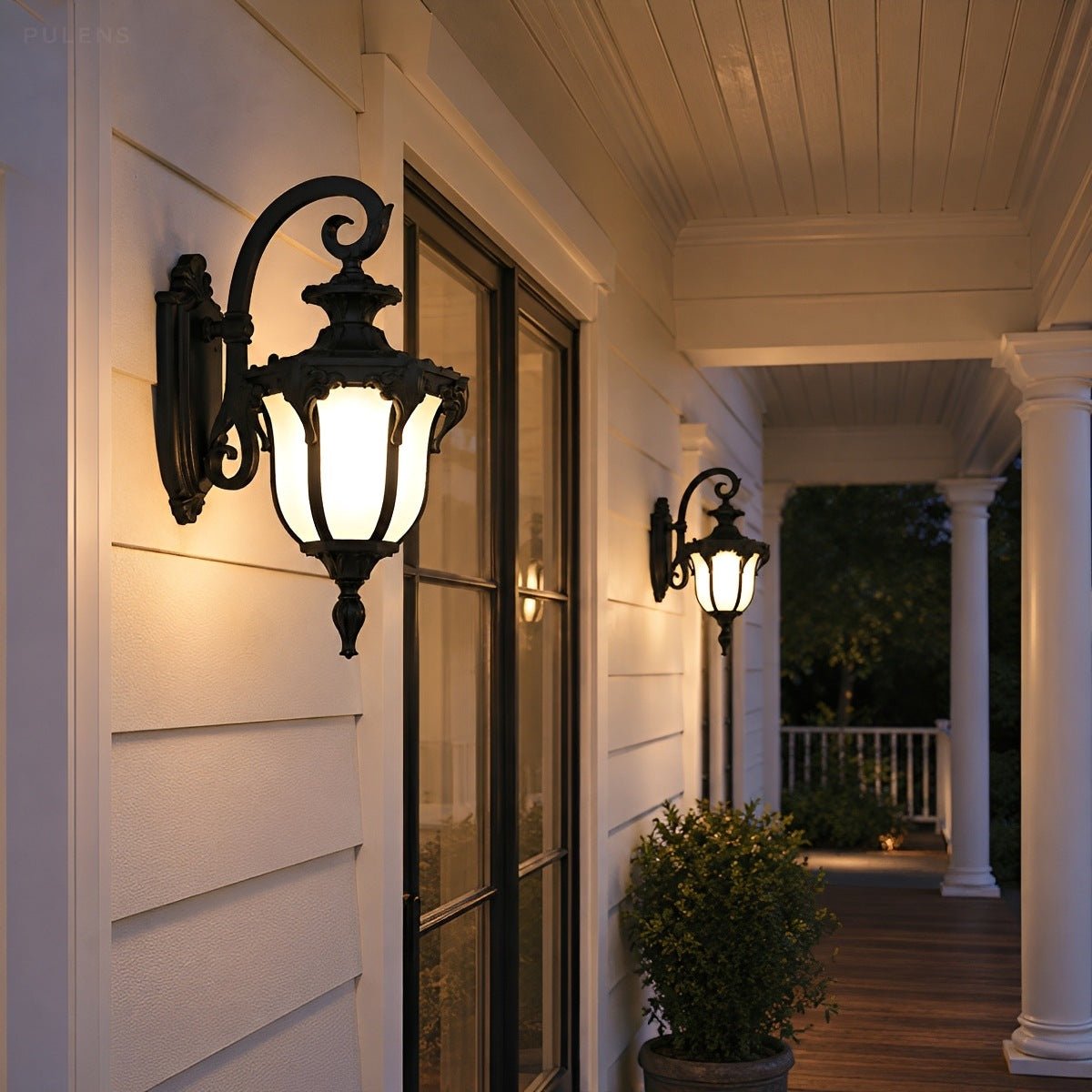 Dimmable Crown Top Coach Outdoor Wall Light - Pulens