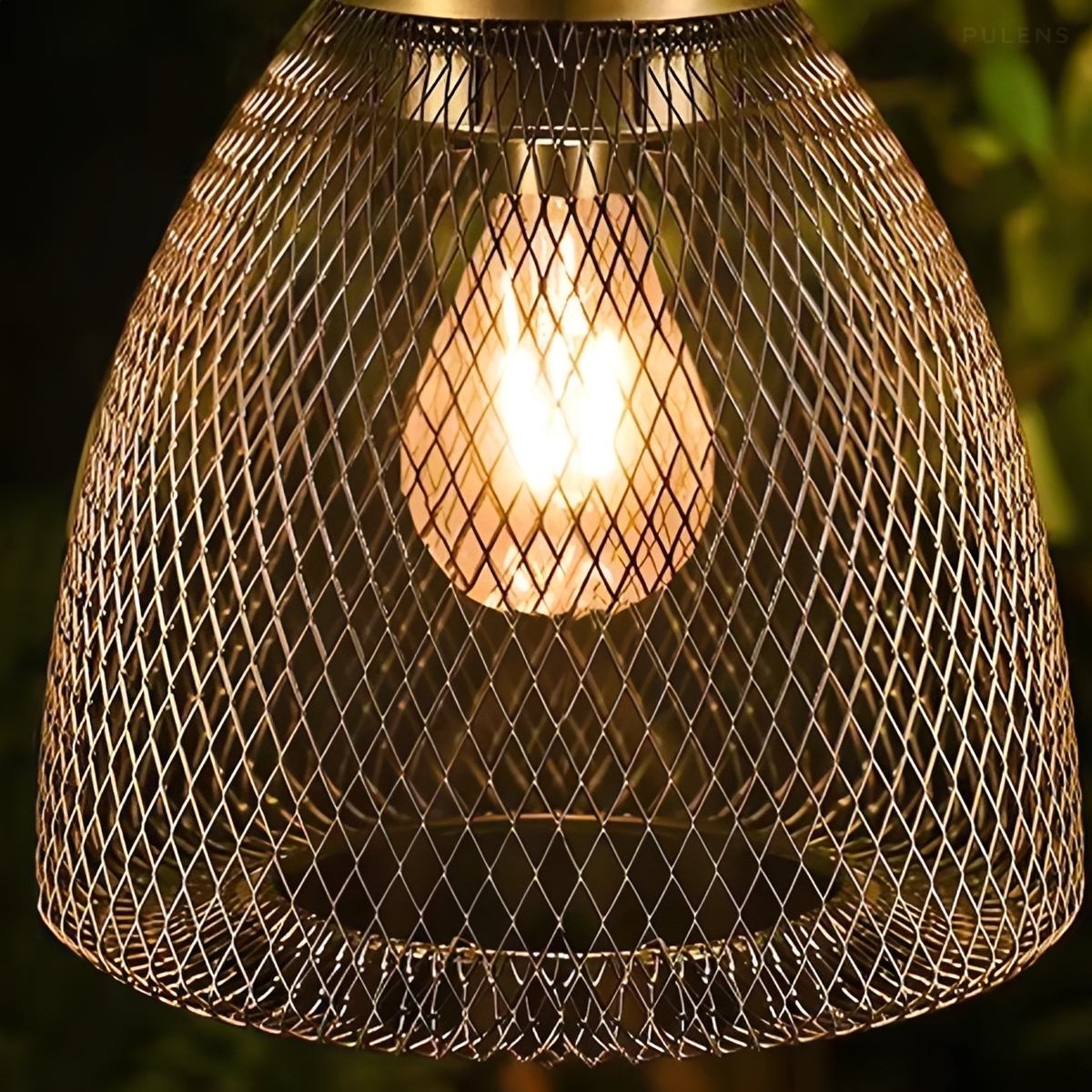 Waterproof Solar Rattan Boho Bell-Shaped Outdoor Pendant Light - Pulens