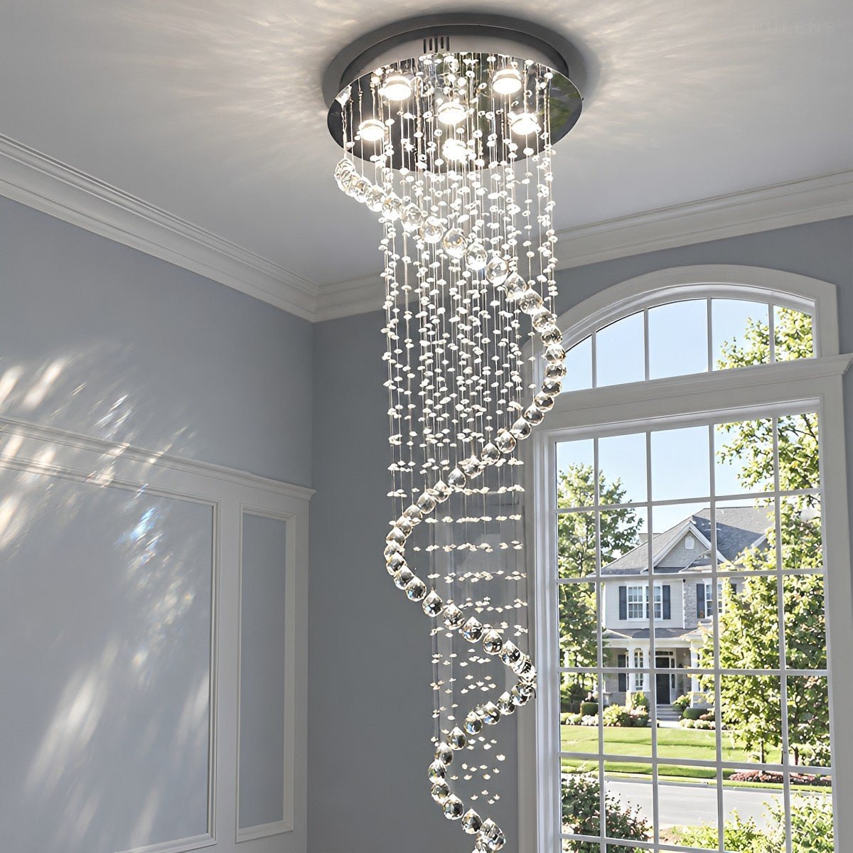 Modern Spiral Crystal LED Chandelier Luxury Staircase Light - Pulens