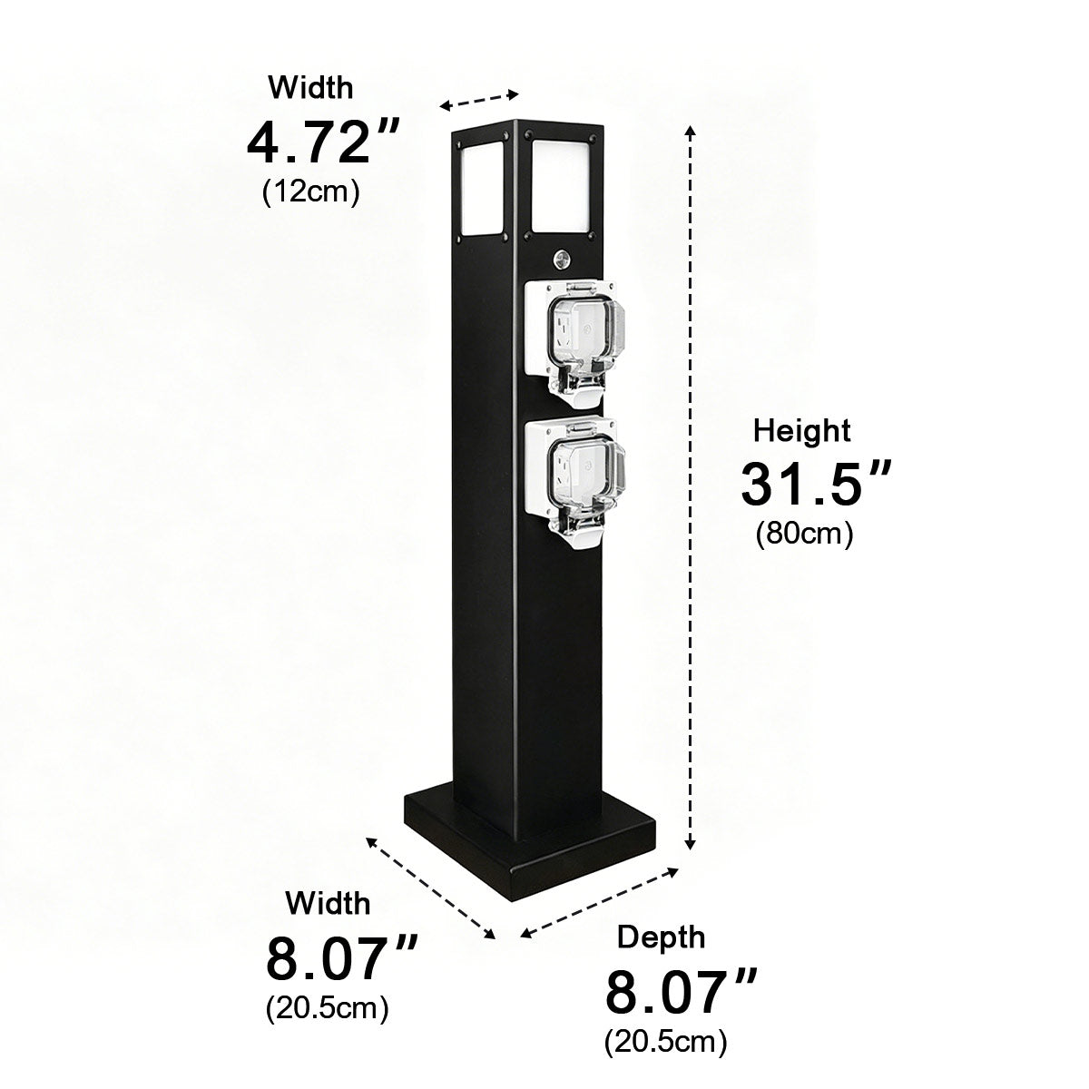 Steel Outdoor Waterproof Pathway Lights with GFCI-Protected Outlet