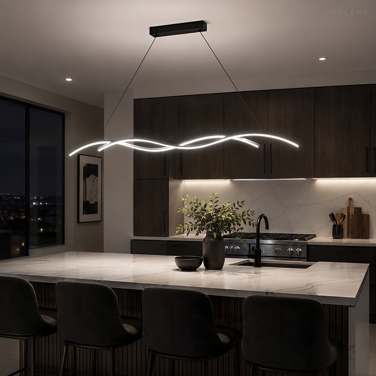 Dimmable Modern Double Wave LED Pendant Light - Pulens