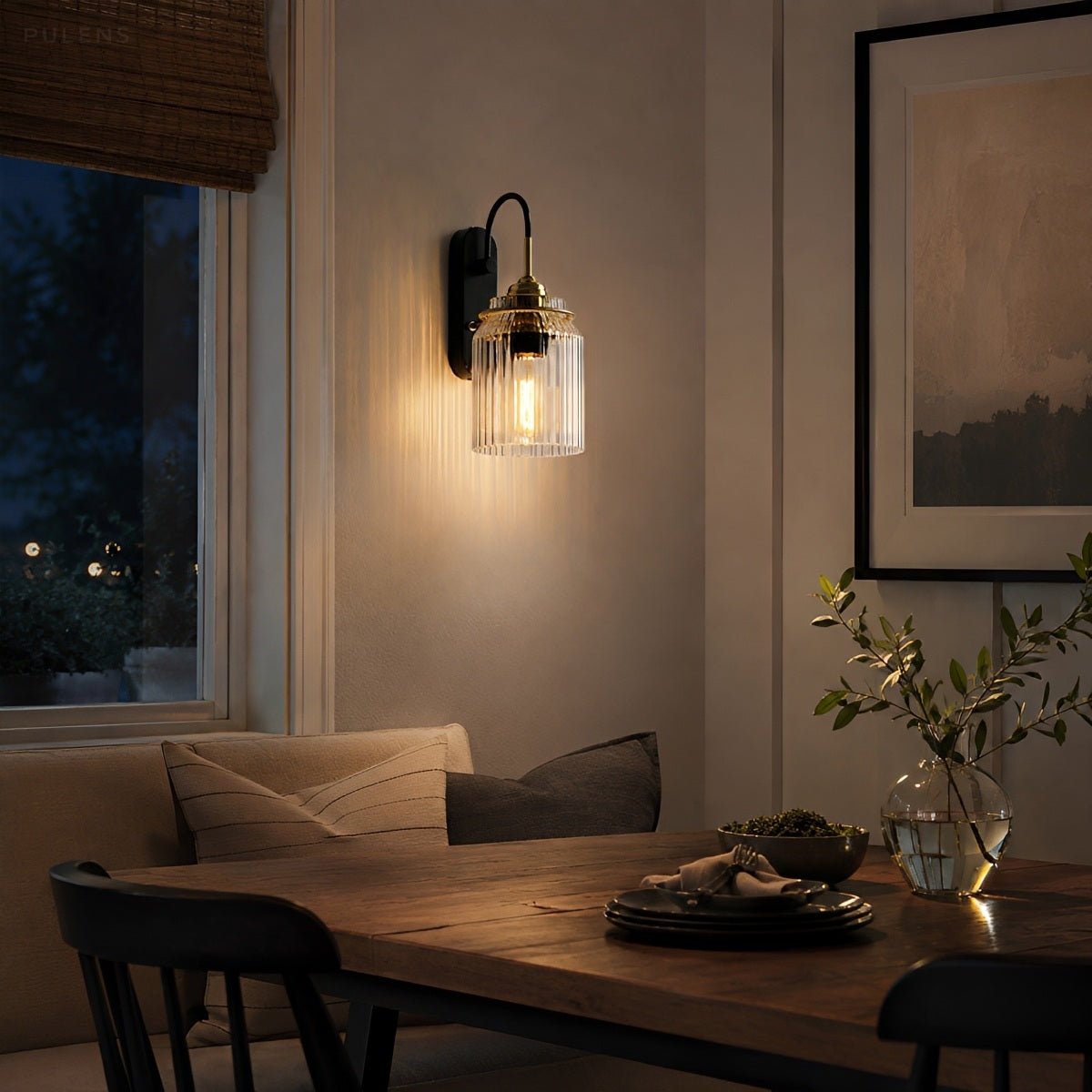 Dimmable Modern Fluted Glass Wall Sconce - Pulens