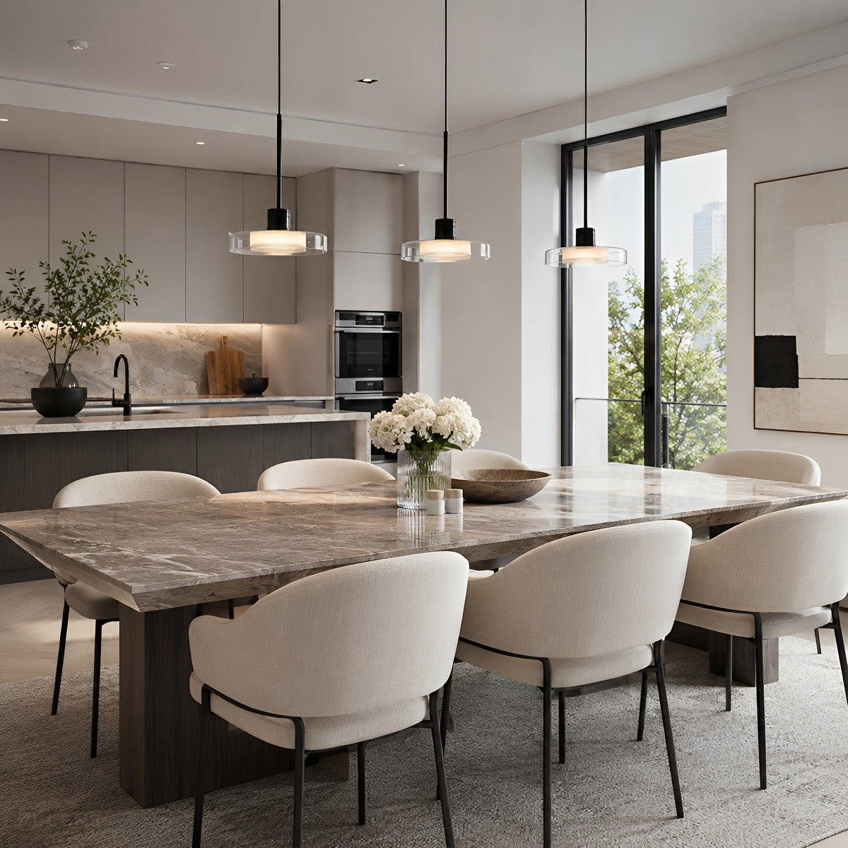 Modern Disc Pendant Light Round Glass