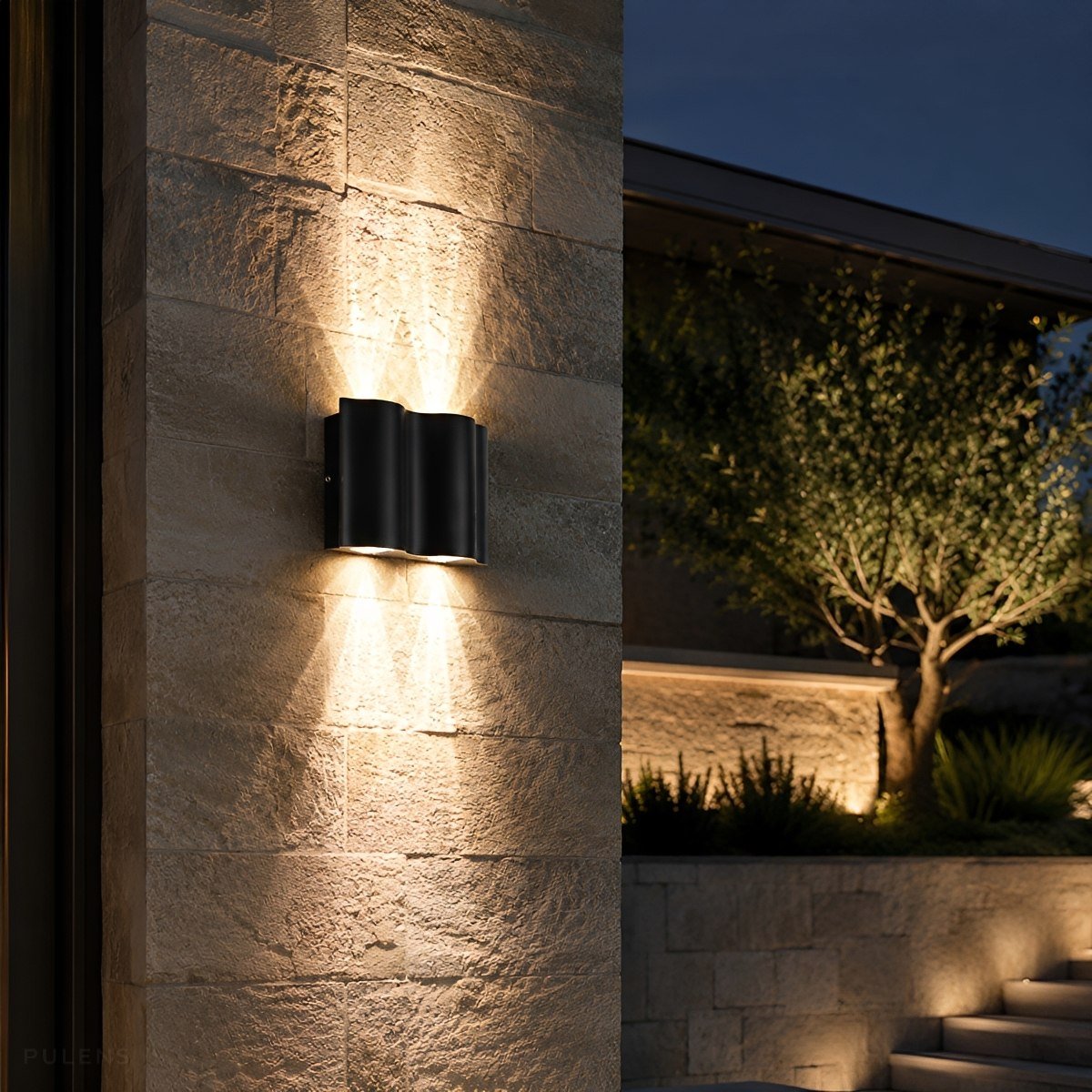 Waterproof Modern Vertical-Beam Up & Down Outdoor Wall Light - Pulens