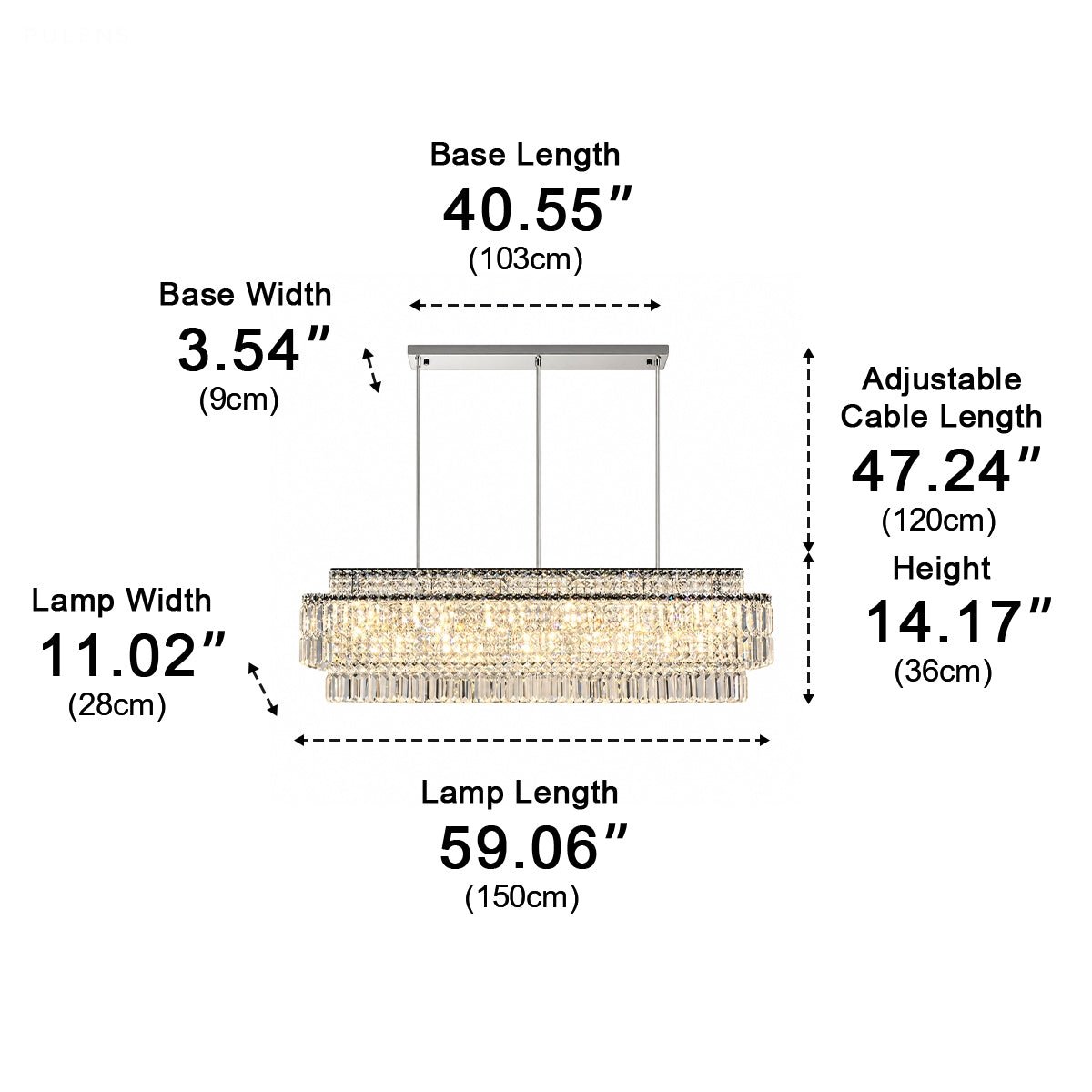 Modern Luxury Rectangular Crystal LED Chandelier - Pulens