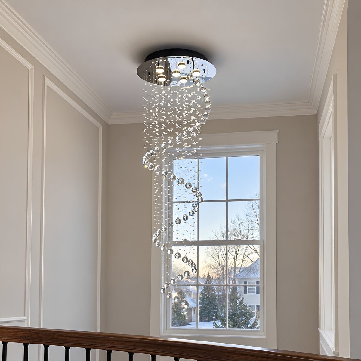 Modern Spiral Crystal LED Chandelier Luxury Staircase Light - Pulens