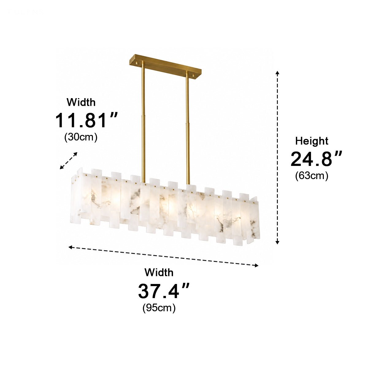 Modern Luxury Natural Marble LED Linear Chandelier - Pulens