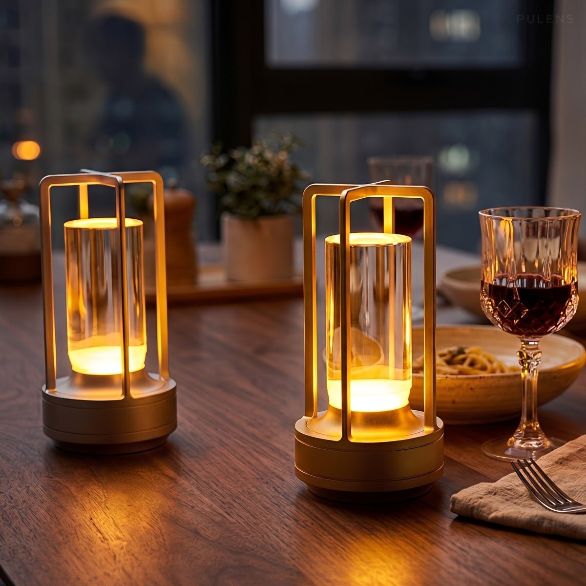 Portable Lantern Cage Table Lamp with Touch Dimming - Pulens