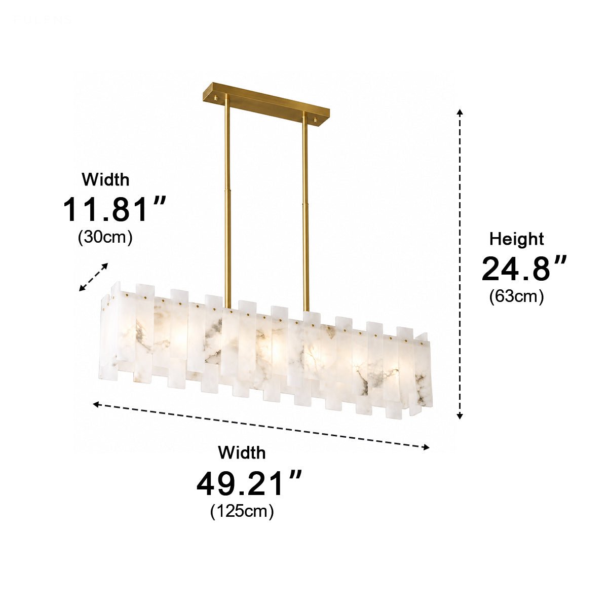 Modern Luxury Natural Marble LED Linear Chandelier - Pulens