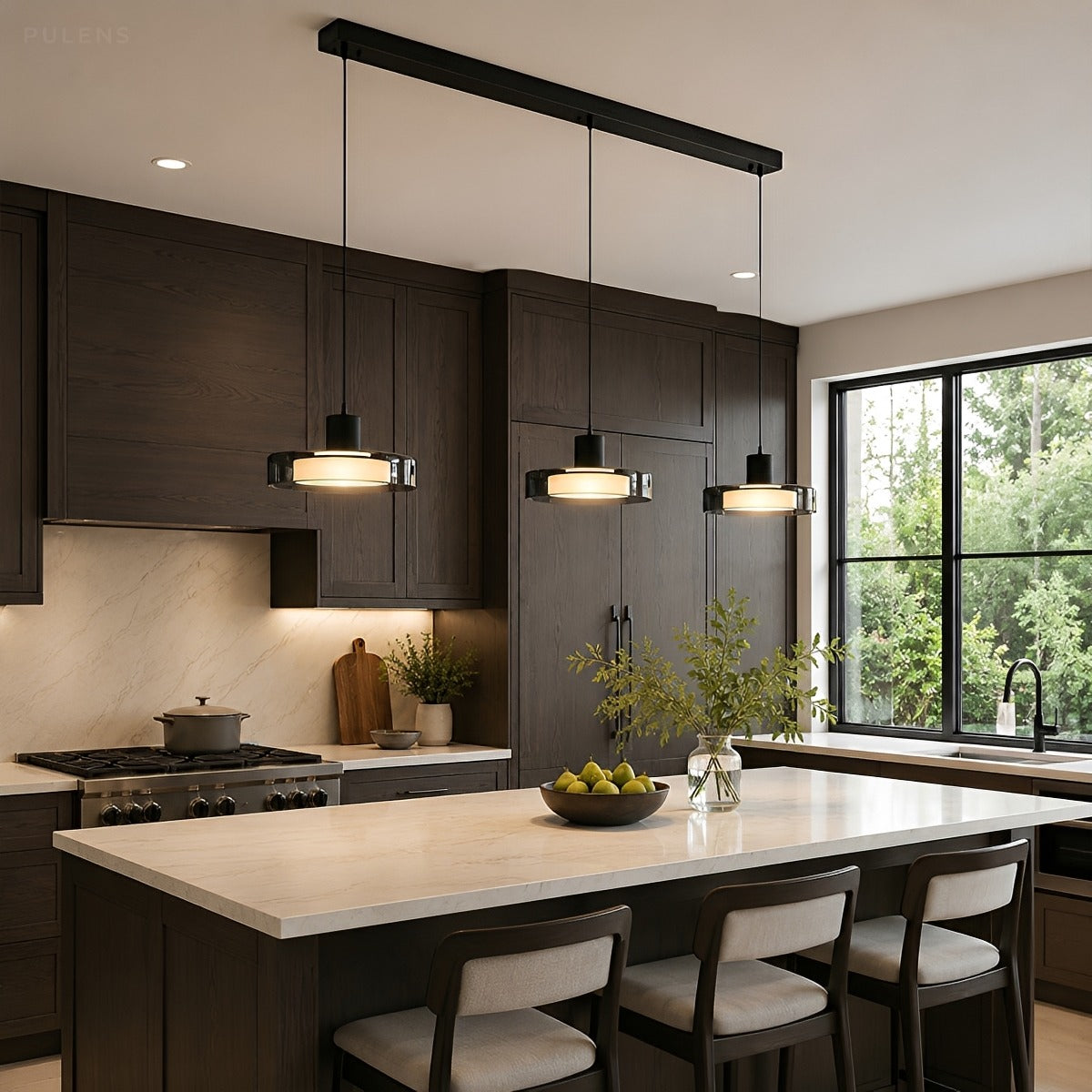 Modern Disc Pendant Light Round Glass