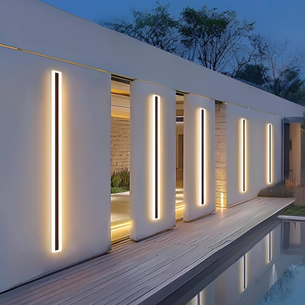 Modern Solar Waterproof Linear LED Outdoor Wall Light - Pulens