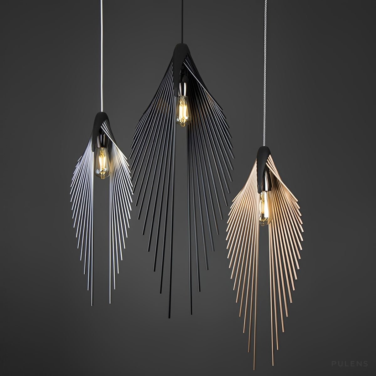 Modern Luxury Feather Inspired Sculptural LED Pendant Light Art Decor - Pulens