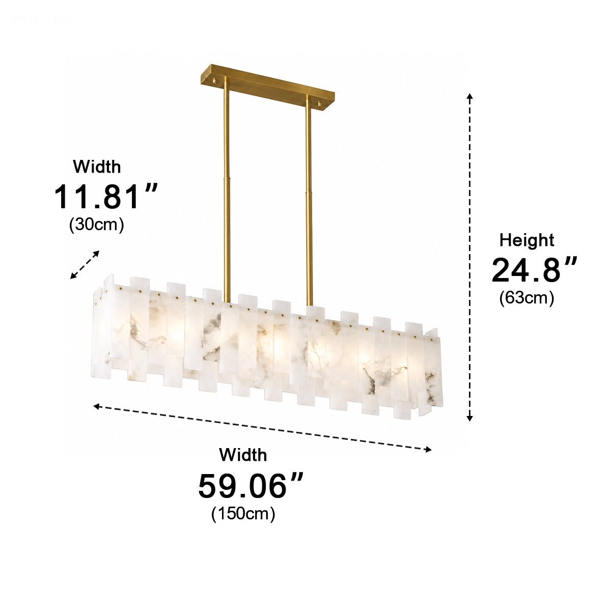 Modern Luxury Natural Marble LED Linear Chandelier - Pulens