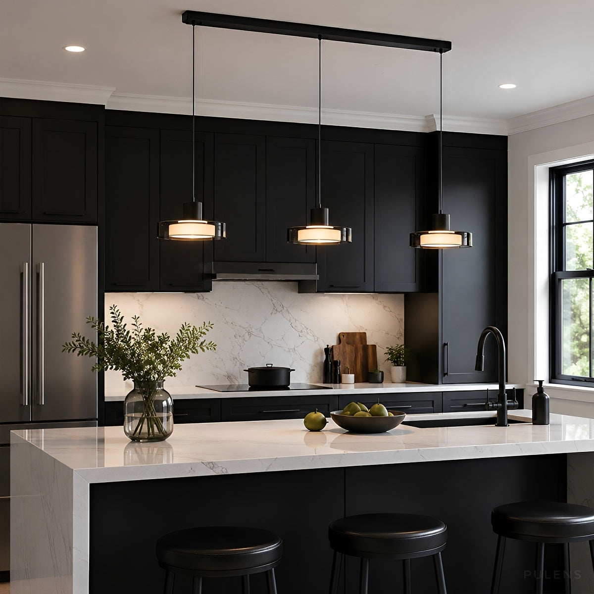 Modern Disc Pendant Light Round Glass