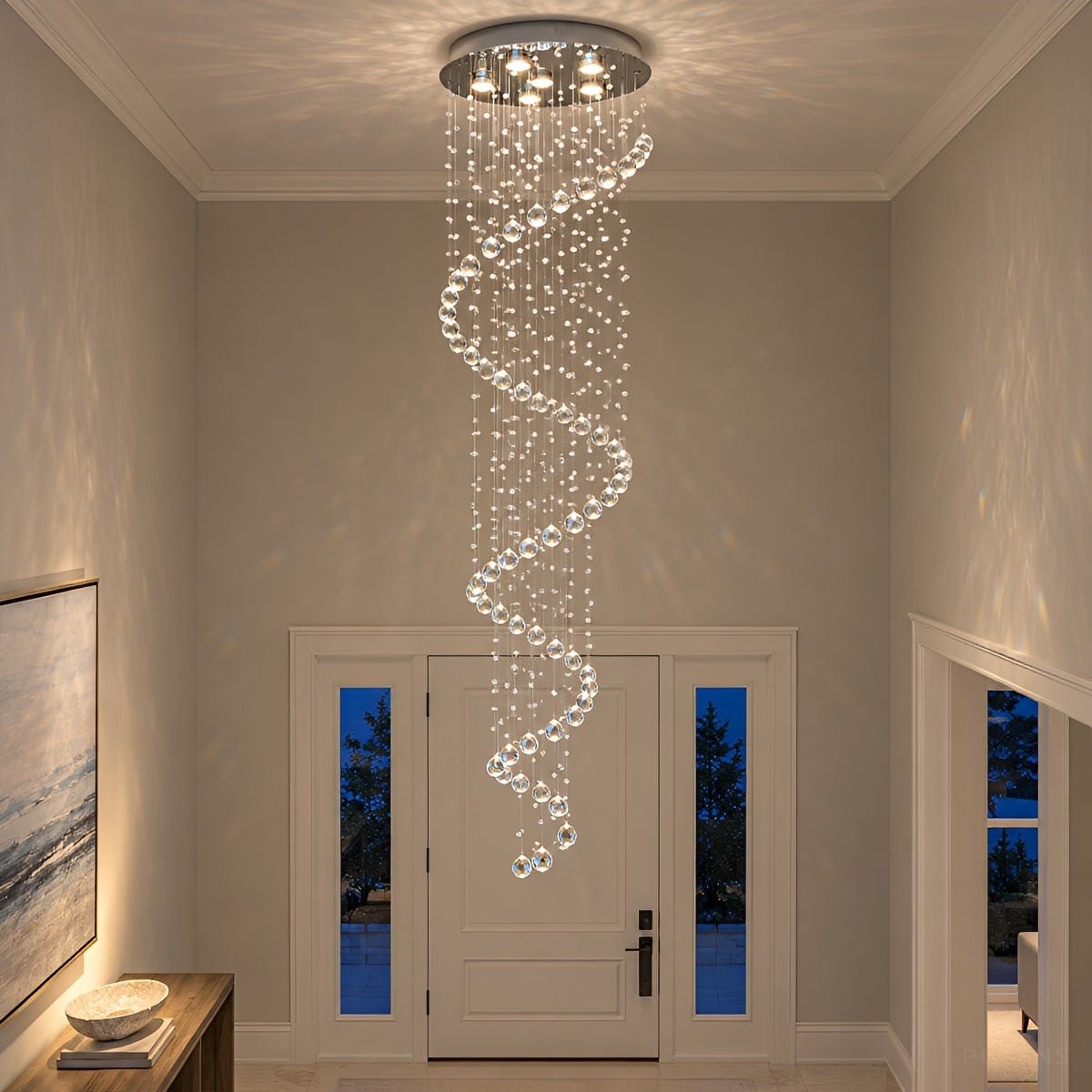 Modern Spiral Crystal LED Chandelier Luxury Staircase Light - Pulens