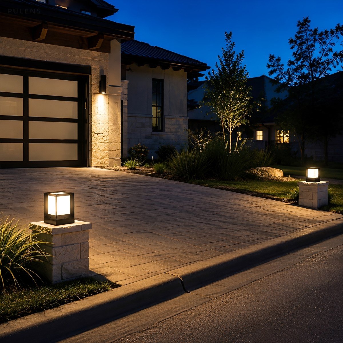 Waterproof Modern Square LED Outdoor Post Light - Pulens