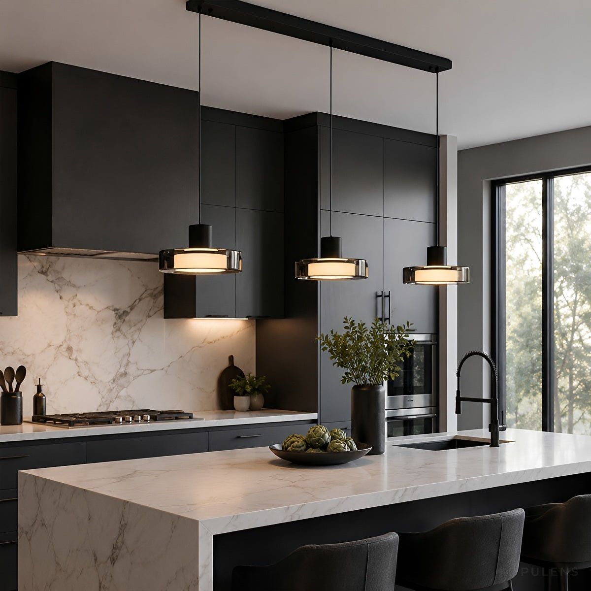 Modern Disc Pendant Light Round Glass