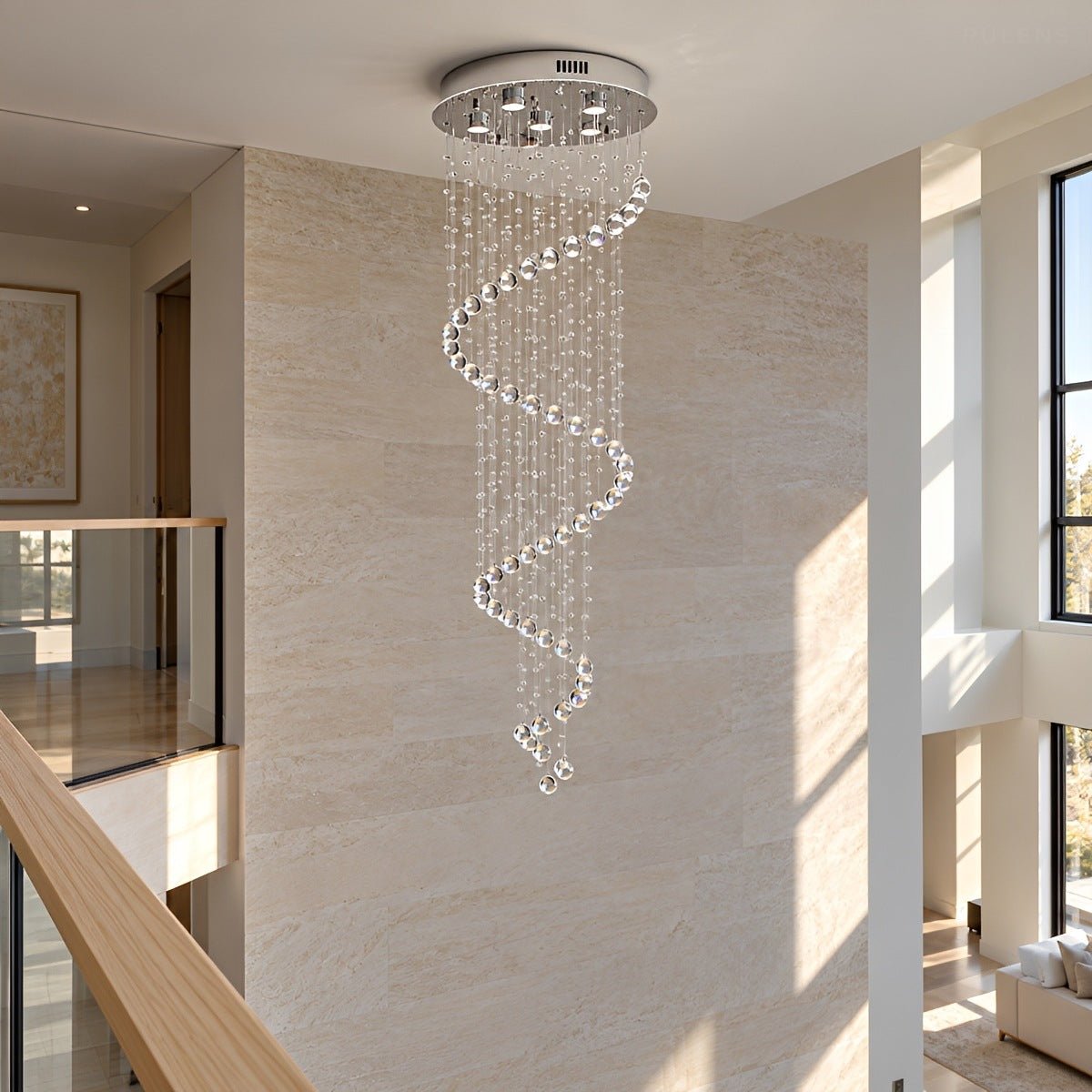 Modern Spiral Crystal LED Chandelier Luxury Staircase Light - Pulens