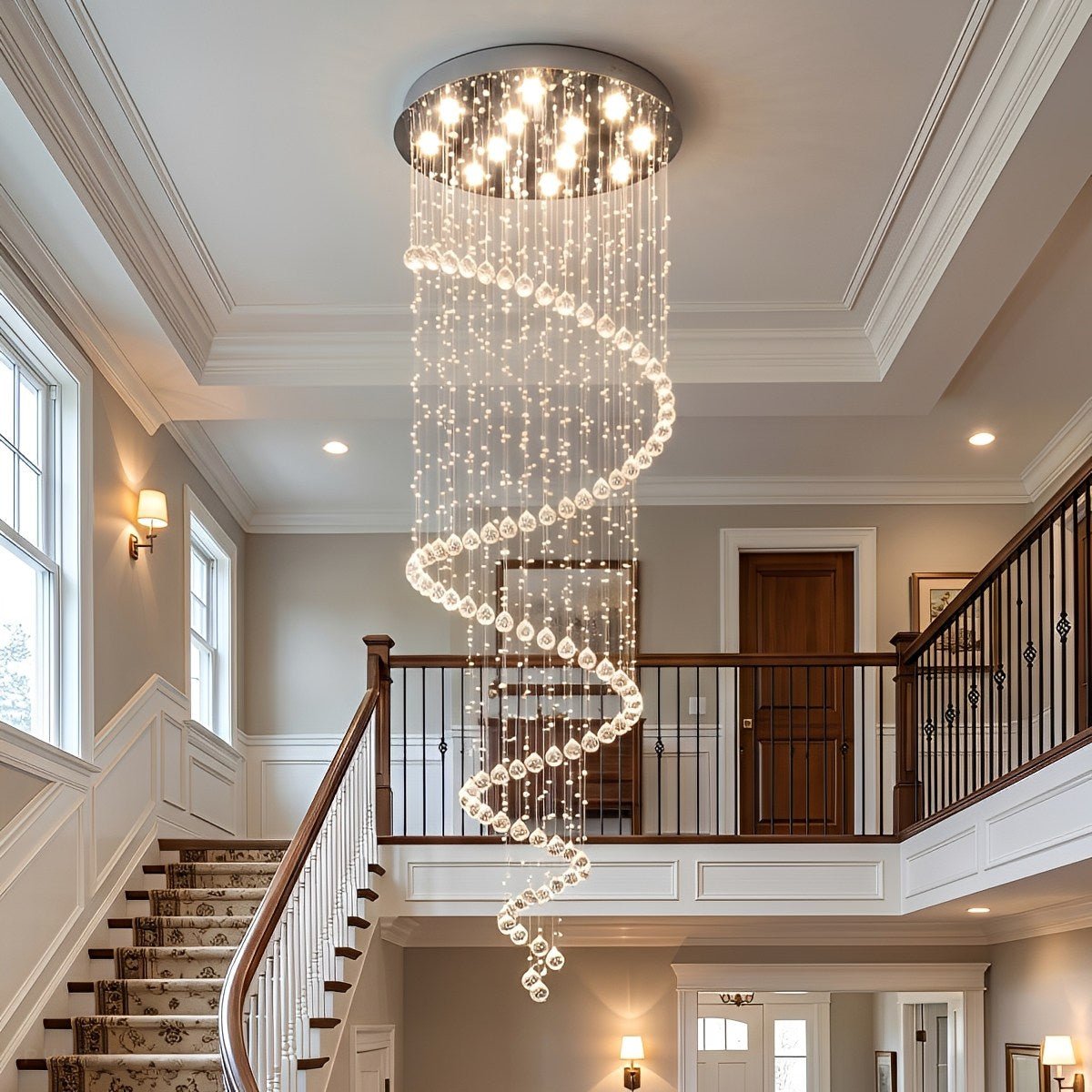 Modern Spiral Crystal LED Chandelier Luxury Staircase Light - Pulens