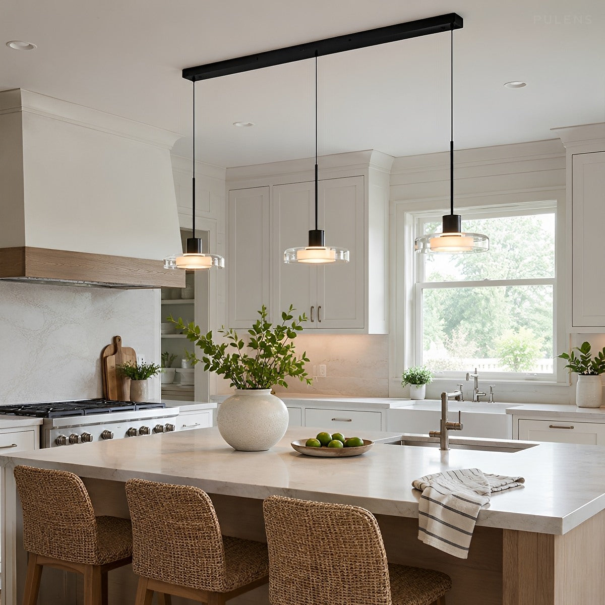 Modern Disc Pendant Light Round Glass