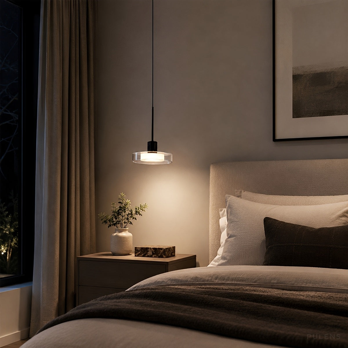 Modern Disc Pendant Light Round Glass