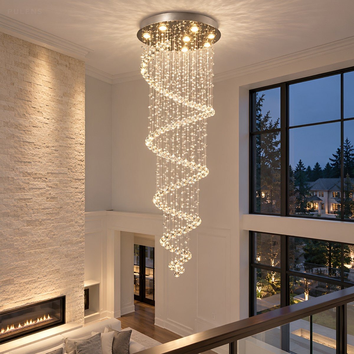 Modern Spiral Crystal LED Chandelier Luxury Staircase Light - Pulens