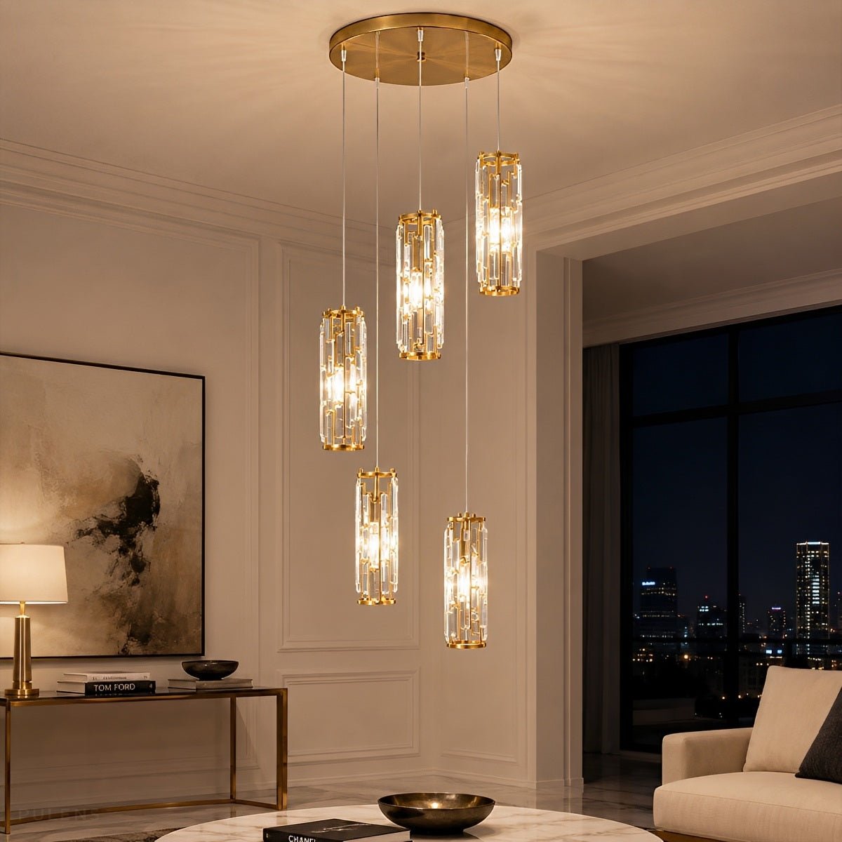 Dimmable Cascade Crystal Pendant Chandelier - Pulens