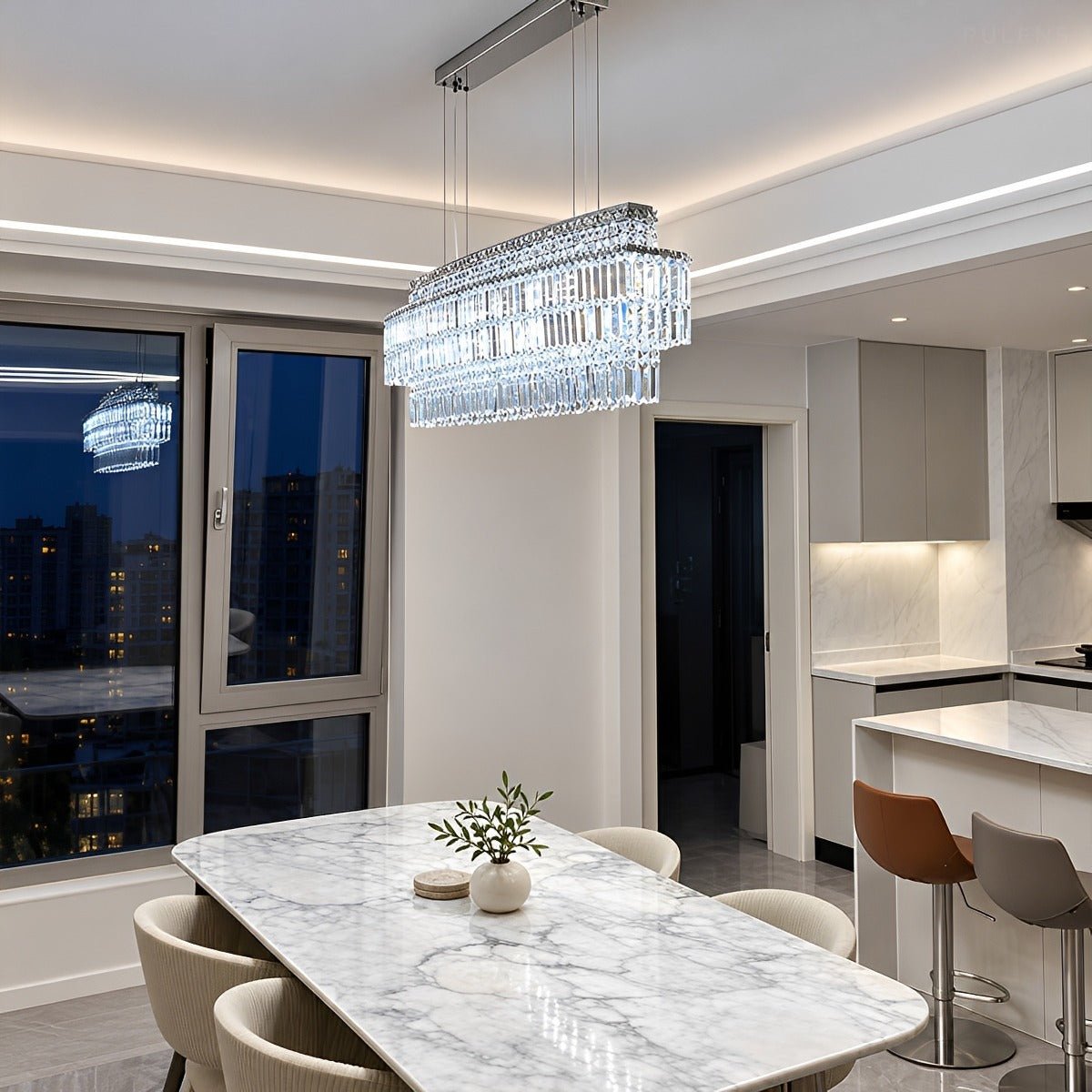 Modern Luxury Rectangular Crystal LED Chandelier - Pulens
