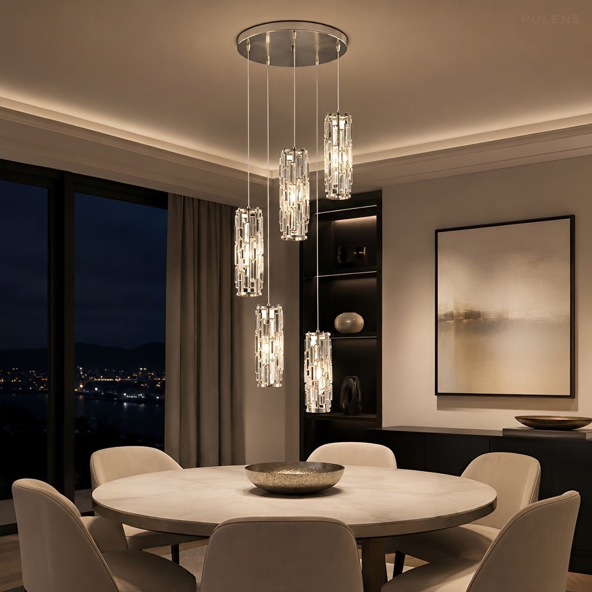 Dimmable Cascade Crystal Pendant Chandelier - Pulens