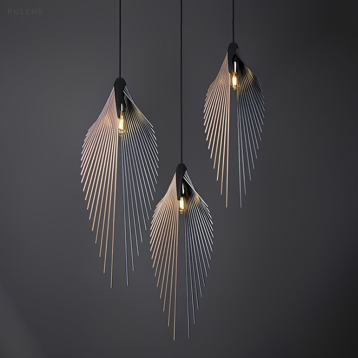Modern Luxury Feather Inspired Sculptural LED Pendant Light Art Decor - Pulens