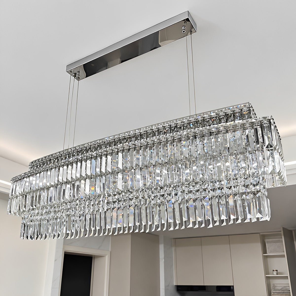 Modern Luxury Rectangular Crystal LED Chandelier - Pulens