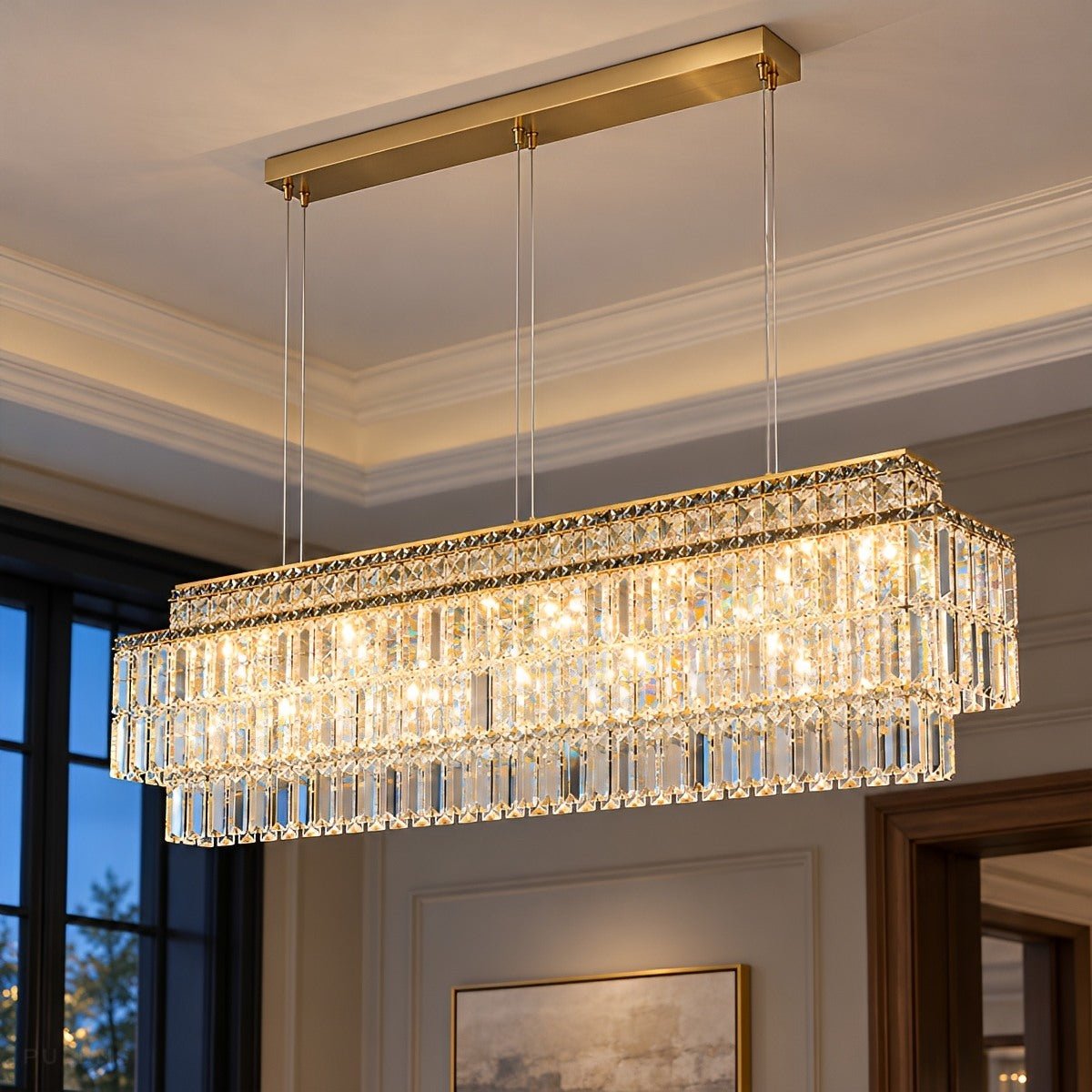 Modern Luxury Rectangular Crystal LED Chandelier - Pulens