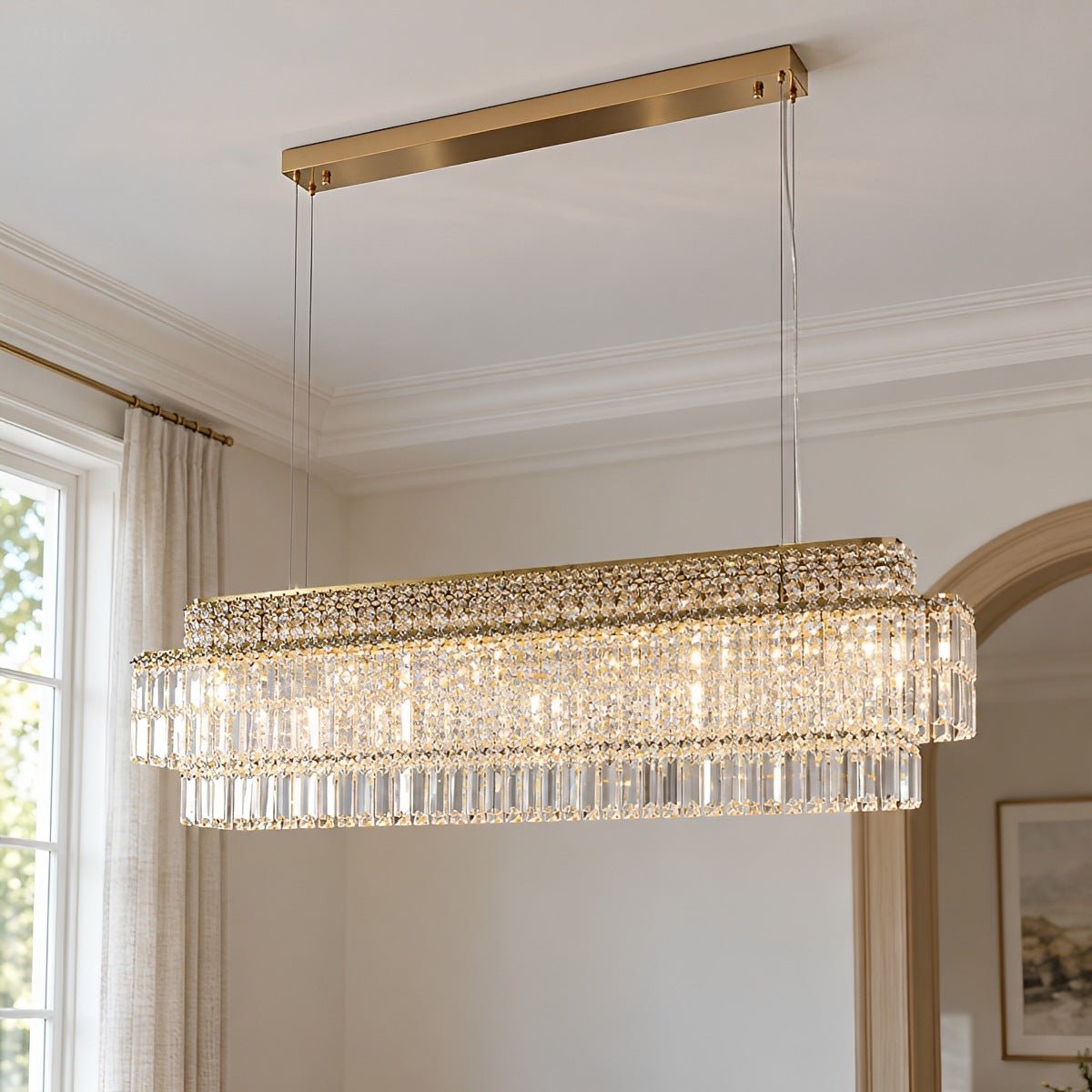 Modern Luxury Rectangular Crystal LED Chandelier - Pulens