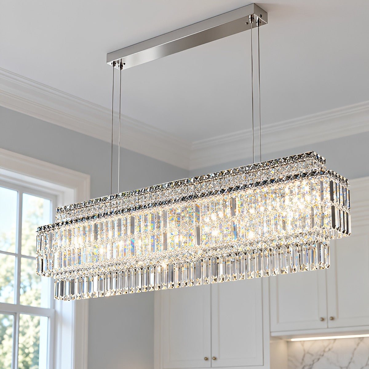 Modern Luxury Rectangular Crystal LED Chandelier - Pulens