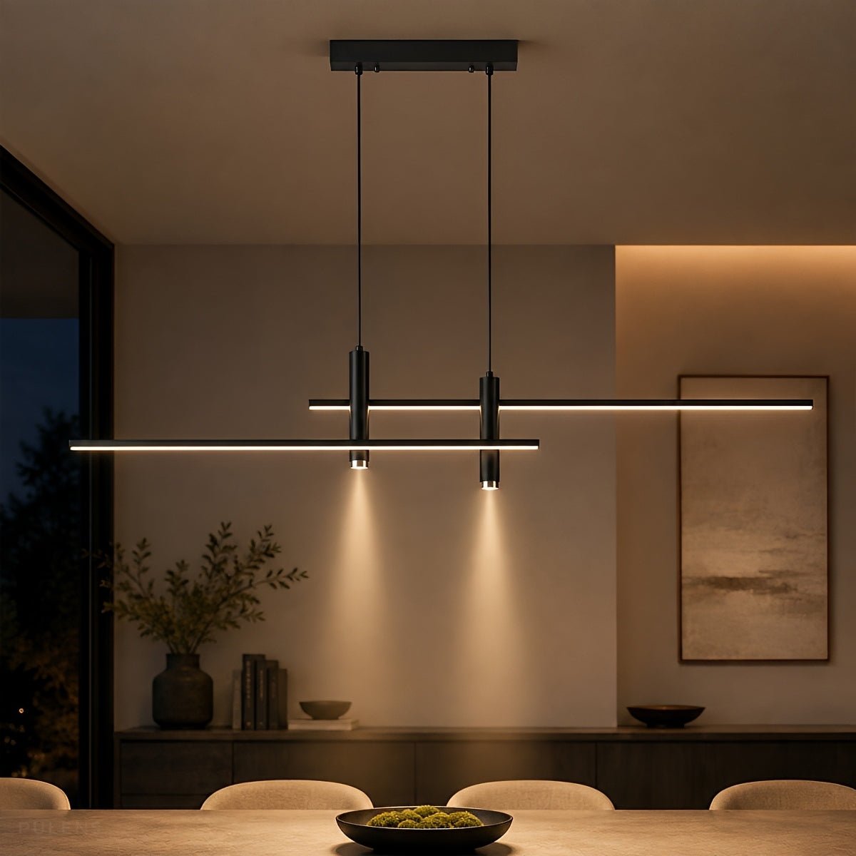 Modern Minimalist Dimmable LED Linear Pendant Light - Pulens