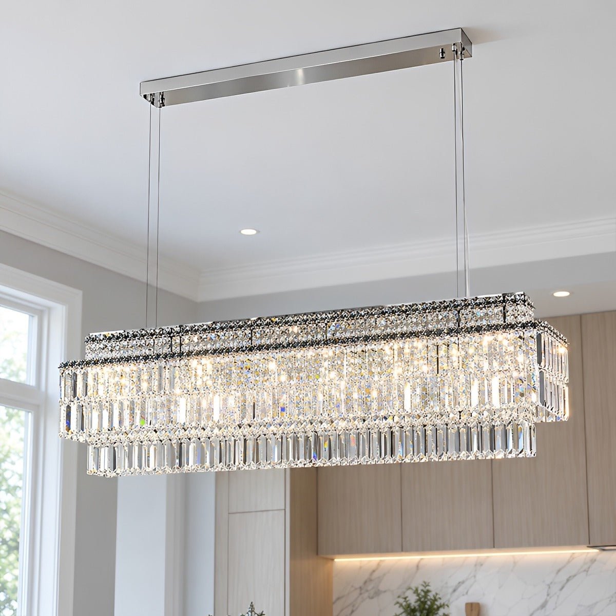 Modern Luxury Rectangular Crystal LED Chandelier - Pulens