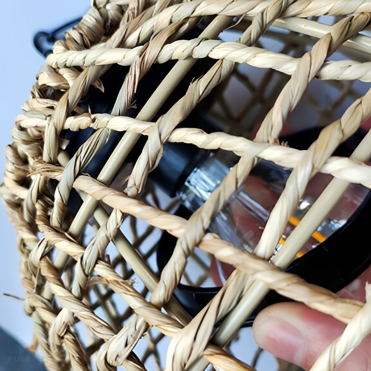 Waterproof Solar Rattan Boho Bell-Shaped Outdoor Pendant Light - Pulens
