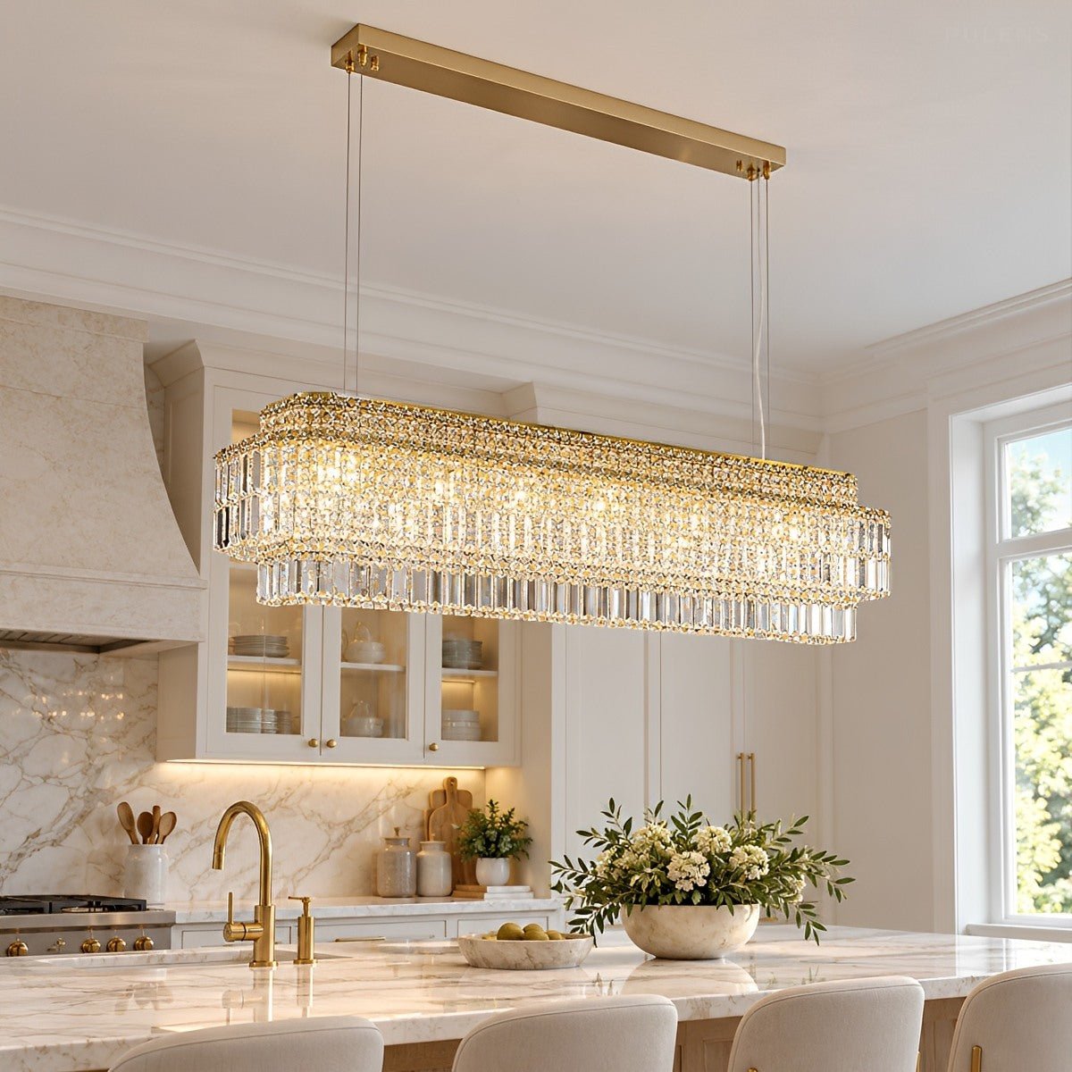 Modern Luxury Rectangular Crystal LED Chandelier - Pulens