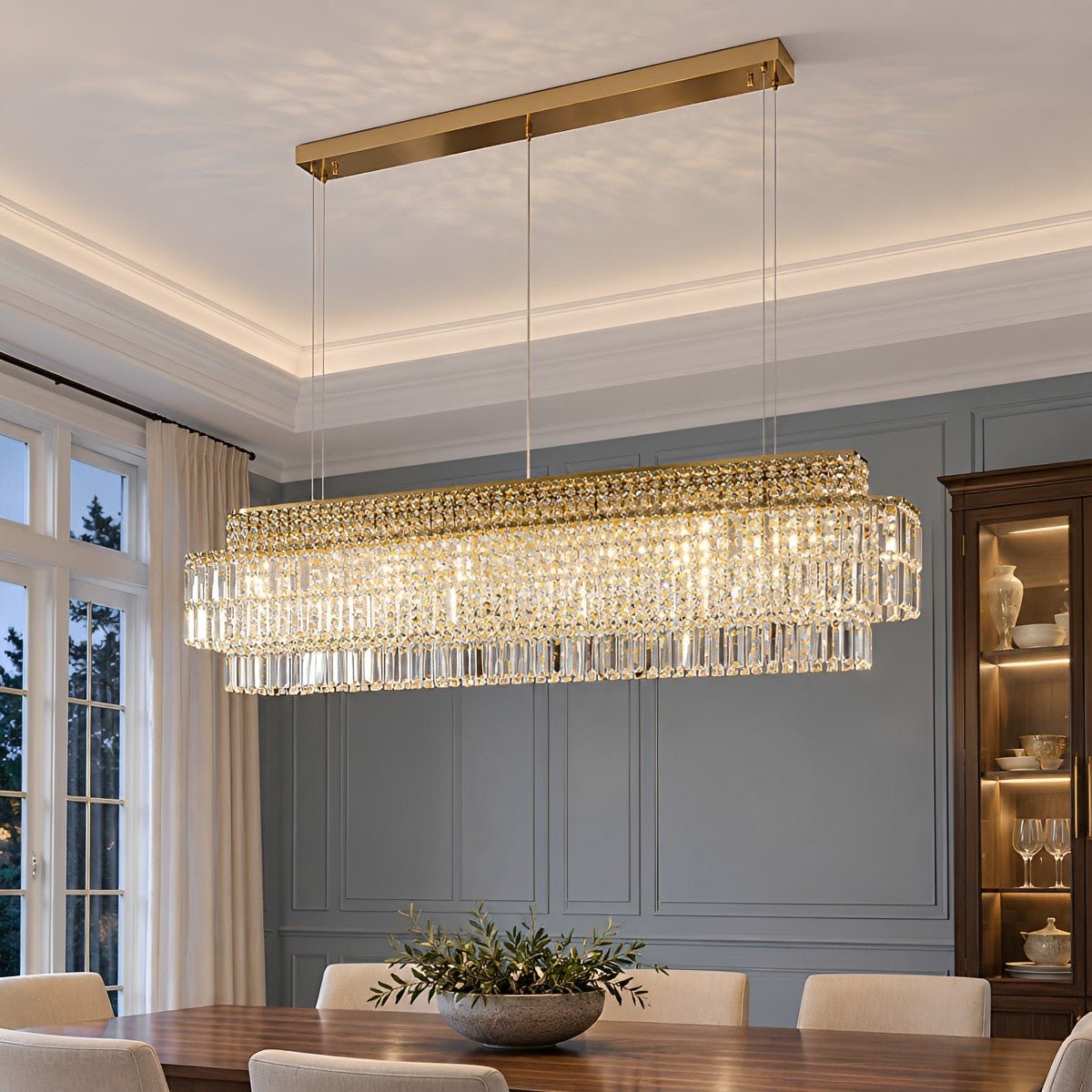 Modern Luxury Rectangular Crystal LED Chandelier - Pulens